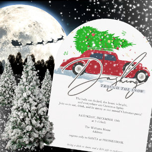 Invitation Traversée rapide dans la neige Vintage Car Noël