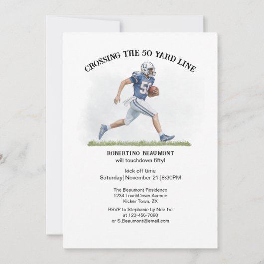 Invitation Traverser 50 Yard American Football 50e anniversai (Devant)