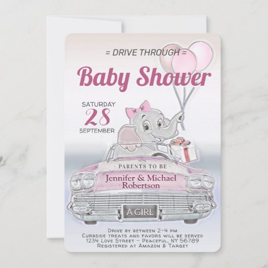Invitation Traverser le Baby shower pour une fille