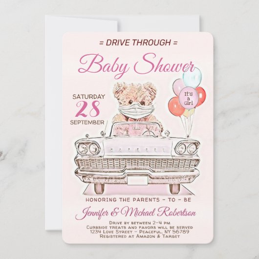 Invitation Traverser le Baby shower pour une fille (Devant)