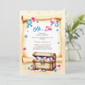 Invitation Treasure Chest Beach Theme Genre Revela Party (Debout devant)