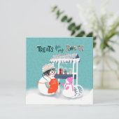 Invitation Treats For My Sweets Snowwoman Holiday Card (Debout devant)