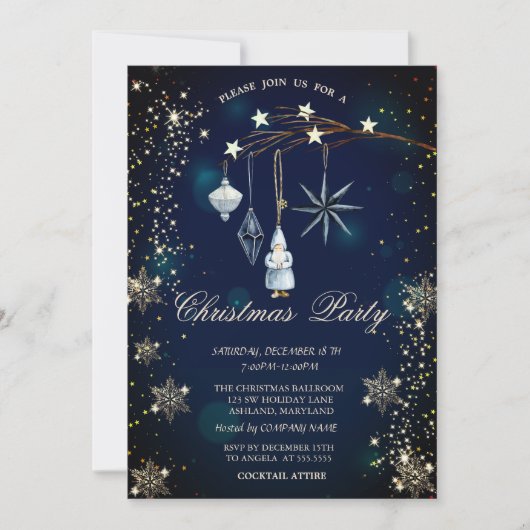 Invitation Tree Branch Decorations Snowflakes Blue (Devant)