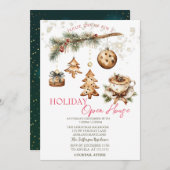 Invitation Tree Branch,Ornaments,Coffee,Stars Open House  (Devant / Derrière)