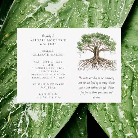 Invitation Tree of Life Deep Roots Celebration of LIfe