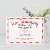 Invitation Tree Trimming Noël Party Polices rouges/blanches (Debout devant)