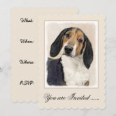 Invitation Treeing Walker Coonhound Peinture - Art original (Devant / Derrière)