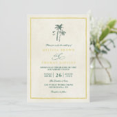 Invitation Trees Palm Coastal Drift Beach QR Code Wedding (Debout devant)