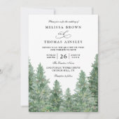 Invitation Trees Pine Forest Rustic Elegant QR Code Wedding (Devant)