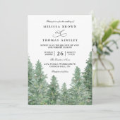 Invitation Trees Pine Forest Rustic Elegant QR Code Wedding (Debout devant)
