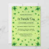 Invitation Trèfle aquarelle de la Saint-Patrick sur fond vert (Devant)