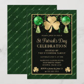 Invitation Trèfle élégant vert et or St Patrick's Day (Devant / Derrière)