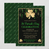 Invitation Trèfle élégant vert et or St Patrick's Day (Devant / Derrière)