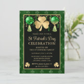 Invitation Trèfle élégant vert et or St Patrick's Day (Debout devant)