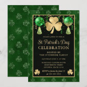 Invitation Trèfle élégant vert et or St Patrick's Day (Devant / Derrière)