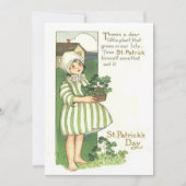Invitation Trèfle Pot de Fille Mignonne (Devant)
