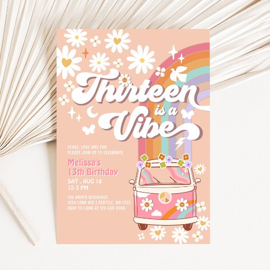 Invitation TREIZE est Vibe Super Daisy Rainbow Anniversaire