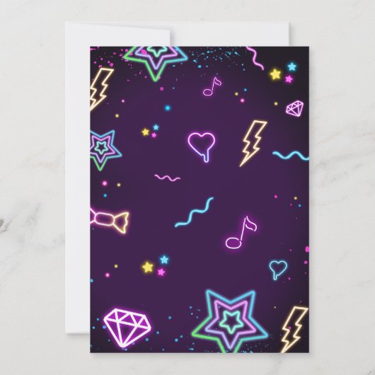 Invitation Treize Neon Adolescent fête d'anniversaire (Dos)