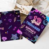 Invitation Treize Neon Adolescent fête d'anniversaire