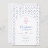 Invitation Trellis à nœud bleu d'hydrangea vert rose (Devant)