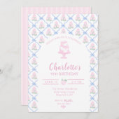 Invitation Trellis à Ruban Bleu Hydrangea Rose Vert (Devant / Derrière)