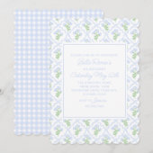 Invitation Trellis Aquarelle Hydrangea Prépa Éditable (Devant / Derrière)