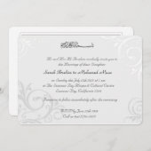 Invitation Trellis blanc mariage musulman (Devant / Derrière)