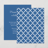 Invitation Trellis en tuile bleu marocain (Devant / Derrière)