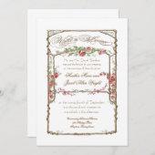 Invitation Trellis Floral Élégant de Mariage aux Roses Rouges (Devant / Derrière)