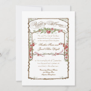Invitation Trellis Floral Élégant de Mariage aux Roses Rouges