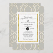 Invitation Trellis moderne treillis Motif Typographie or (Devant / Derrière)