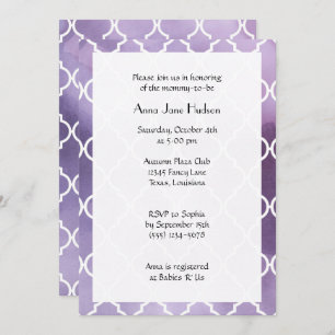Invitation Trellis pourpre, Trellis marocain, Baby shower