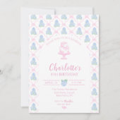 Invitation Trelllis de fleurs d'hydrangea bleu vert avec ruba (Devant)