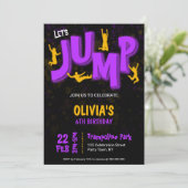 Invitation Tremplin de peinture jaune violet néon Fête d'anni (Debout devant)