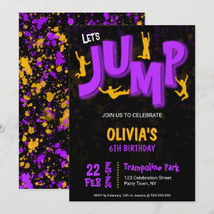 Invitation Tremplin de peinture jaune violet néon Fête d'anni