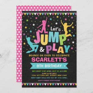 Invitation Trempoline Girly de Chambre de rebond de fête