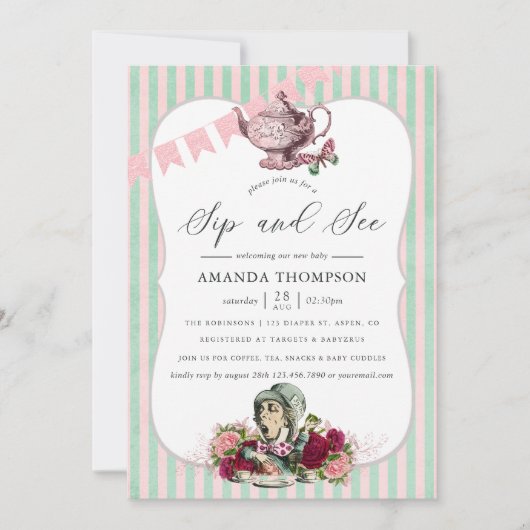 Invitation Trend Alice In Wonderland Tea Party Sip and See (Devant)