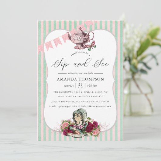 Invitation Trend Alice In Wonderland Tea Party Sip and See (Debout devant)