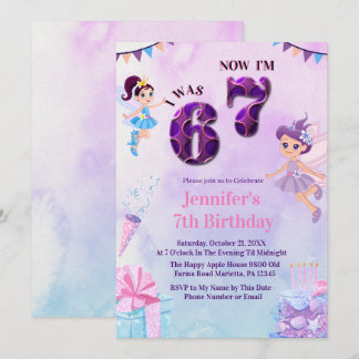 Invitation Trending 6 7 Meme Ballerina Girl Fairy Birthday