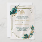 Invitation Trending Green Gold Floral Frontière Mariage islam (Devant)