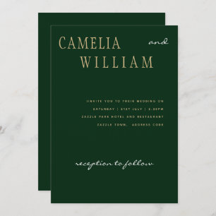 Invitation Trending Modern Mariage Emerald Green Gold