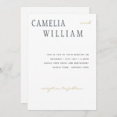 Invitation Trending Modern Mariage Midnight Blue Gold Texte (Devant / Derrière)
