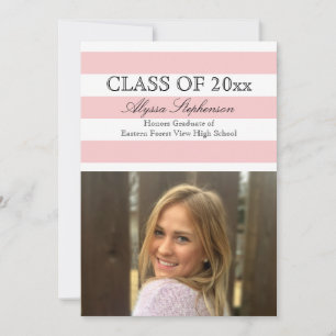 Invitation Trendsetter Pink Stripe Photo Graduation