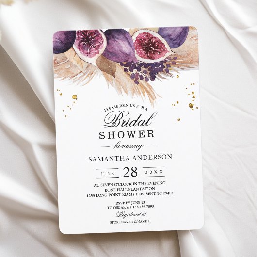 Invitation Trendy Beauty Figs Violettes & Pampas