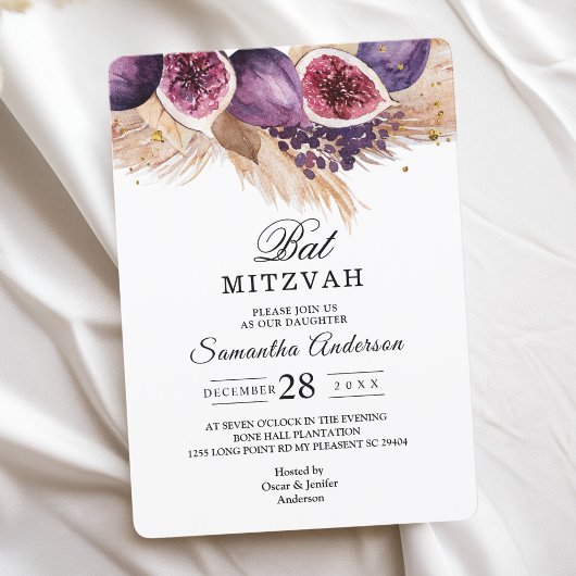 Invitation Trendy Beauty Figues Violettes & Pampas