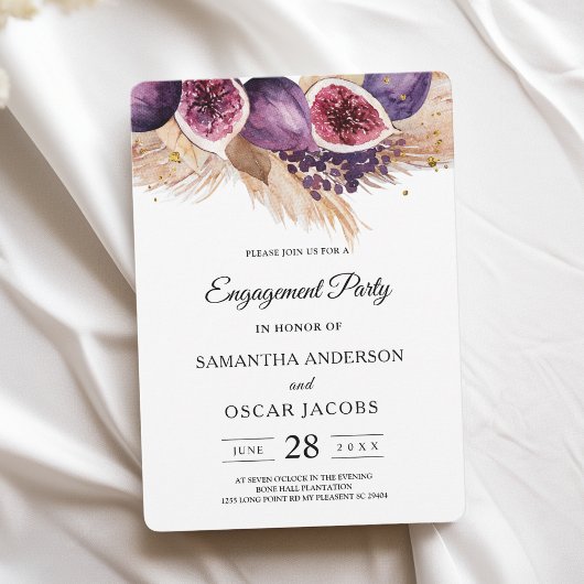 Invitation Trendy Beauty Figues Violettes & Pampas