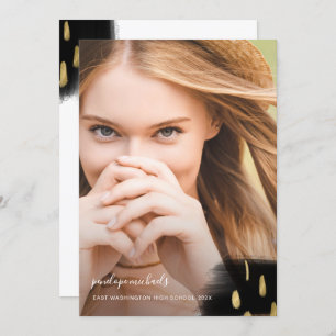 Invitation Trendy Black and Gold Splashes Graduation Party