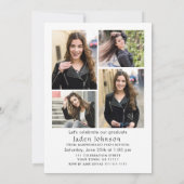 Invitation Trendy Black Bow Ribbon 5 PHOTO Graduation Party (Dos)