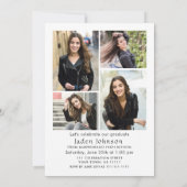 Invitation Trendy Black Bow Ribbon 5 PHOTO Graduation Party (Dos)