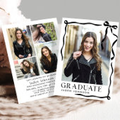 Invitation Trendy Black Bow Ribbon 5 PHOTO Graduation Party